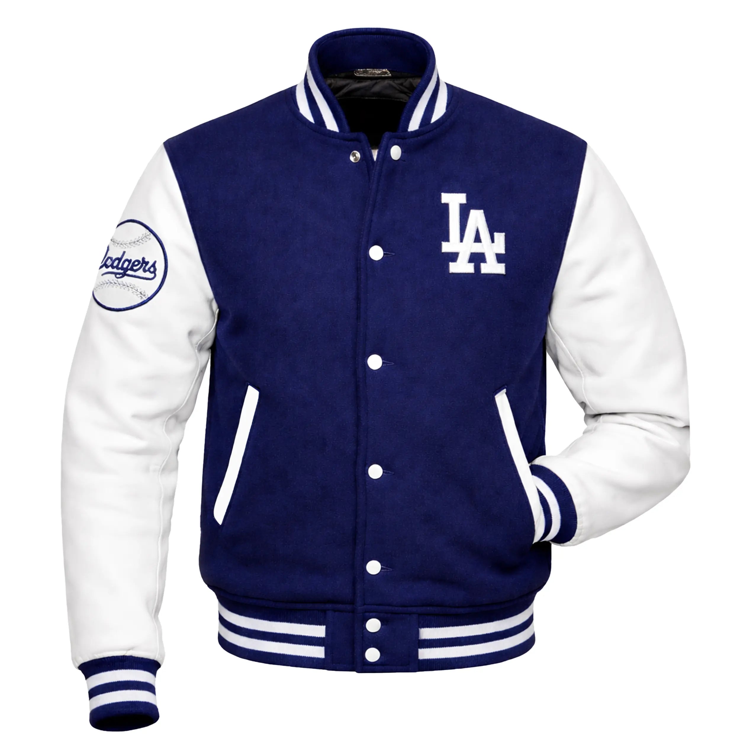 Men's LA Dodgers Varsity Jacket — Black Gold, Royal Blue Wool & Hello Kitty Edition | Leveljacket