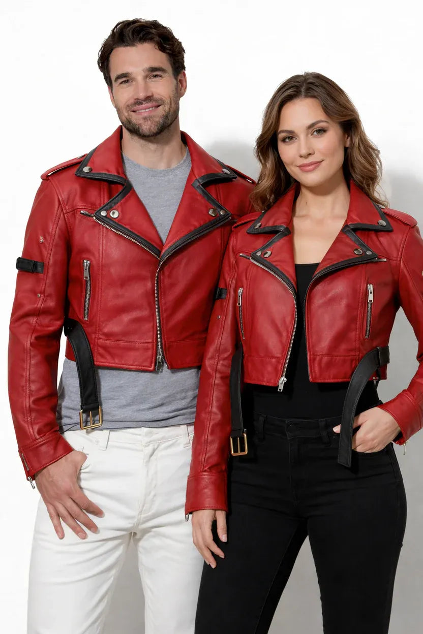Men's Sol Badguy Guilty Gear Red & Black Leather Biker Jacket — Anime Cosplay Jacket | Leveljacket
