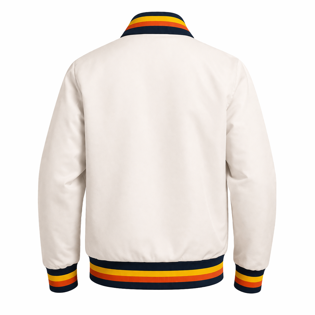 Men's Houston Astros Retro Satin Full Zip Jacket — Vintage Rainbow Stripe Baseball Fan Jacket | Leveljacket