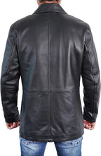 Duazan Men’s Brown Black  Lambskin Leather Car Coat for Men Duazan