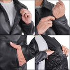 Duazan Men’s Brown Black  Lambskin Leather Car Coat for Men Duazan