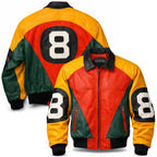 8 ball leather jacket black green - handcrafted genuine leather