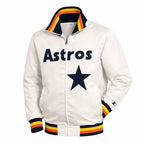 Men's Houston Astros Retro Satin Full Zip Jacket — Vintage Rainbow Stripe Baseball Fan Jacket | Leveljacket