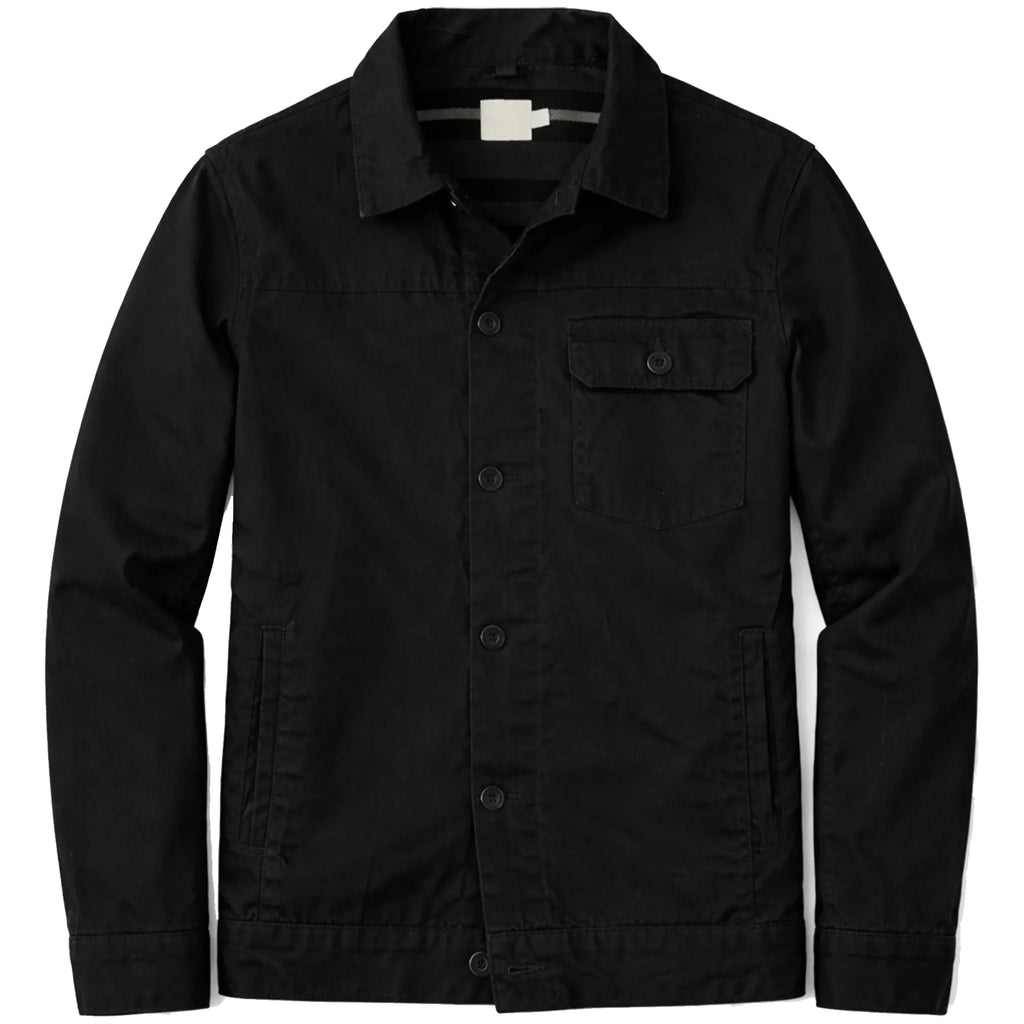 Men's Cotton Twill Trucker Jacket — Classic Workwear Style in Black & Brown | Leveljacket - Leveljacket