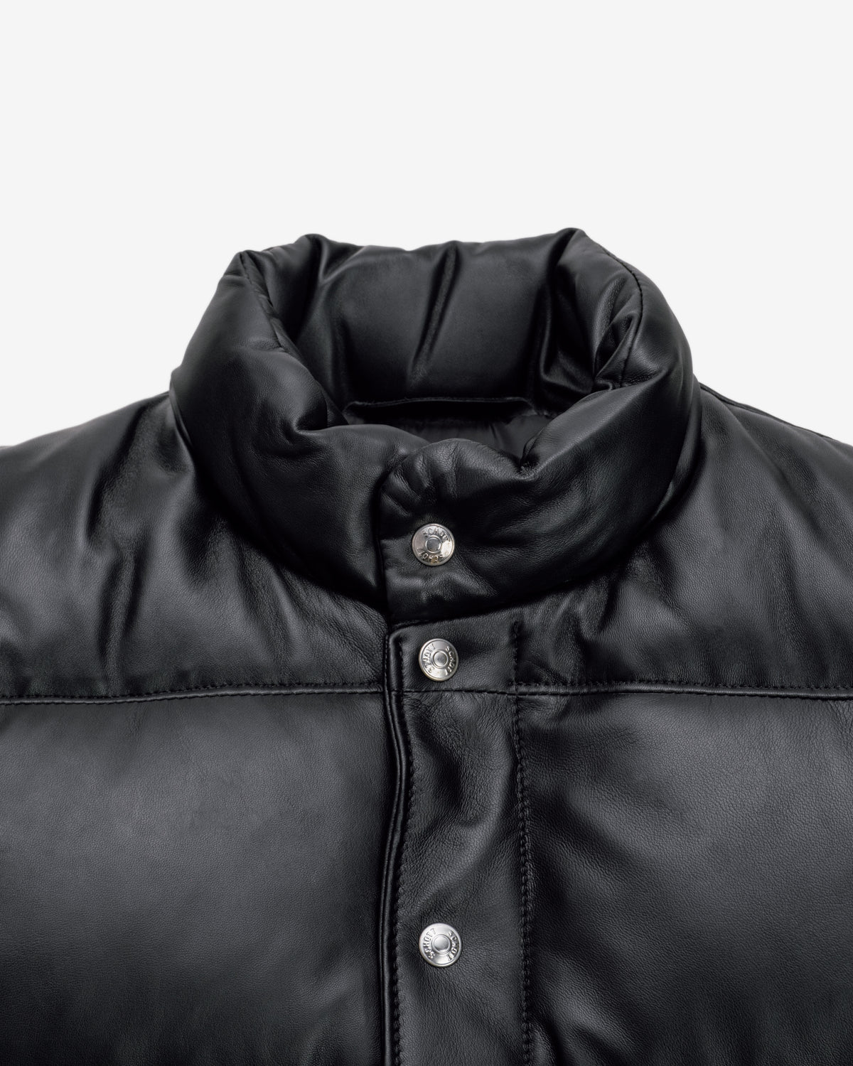 Men's Matte Black Leather Puffer Vest - Premium Quilted Insulated Winter Gilet
