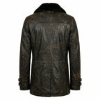 Leveljacket Leon S. Kennedy Black Leather Jacket — Resident Evil 9 Inspired Handcrafted Shearling Collar Coat