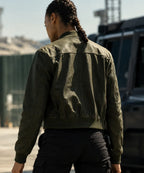 Maria Sten Inspired Neagley Dark Green Bomber Jacket for Women