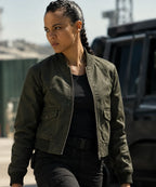 Maria Sten Inspired Neagley Dark Green Bomber Jacket for Women