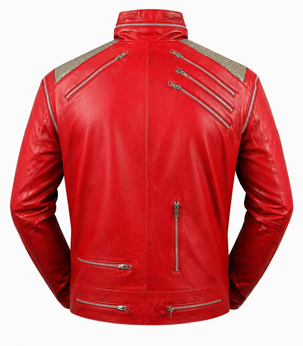 Men's Michael Jackson Beat It Red Leather Jacket — MJ Inspired Music Icon Jacket | Leveljacket - Leveljacket