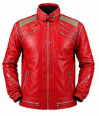 Men's Michael Jackson Beat It Red Leather Jacket — MJ Inspired Music Icon Jacket | Leveljacket - Leveljacket