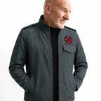 Moive Inspired Cotton Jacket | Men's Superhero Cosplay Jacket with Red X Patch | Mutant Comic Costume Coat |