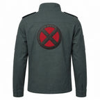 Moive Inspired Cotton Jacket | Men's Superhero Cosplay Jacket with Red X Patch | Mutant Comic Costume Coat |