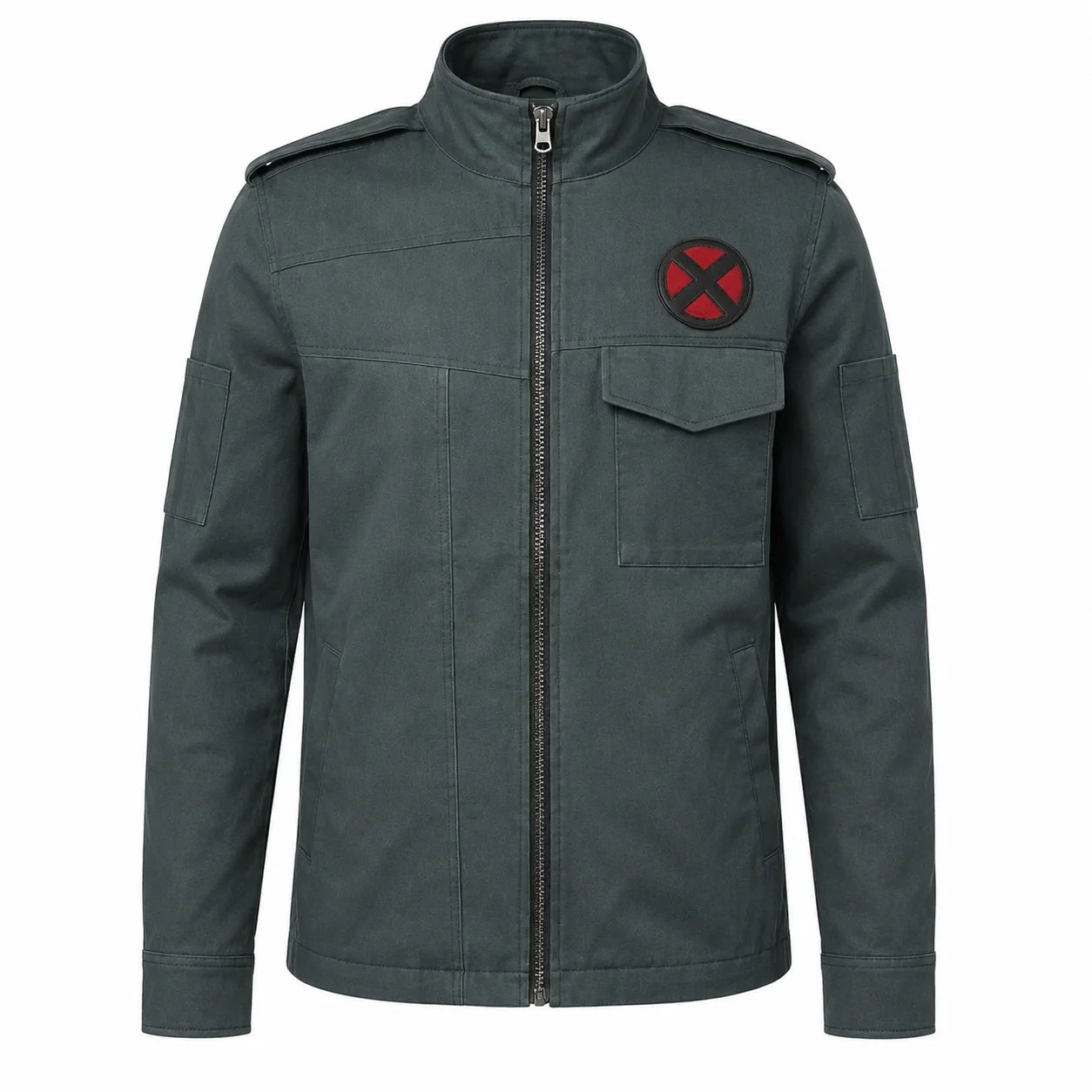 Moive Inspired Cotton Jacket | Men's Superhero Cosplay Jacket with Red X Patch | Mutant Comic Costume Coat |