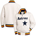 Men's Houston Astros Retro Satin Full Zip Jacket — Vintage Rainbow Stripe Baseball Fan Jacket | Leveljacket - Leveljacket