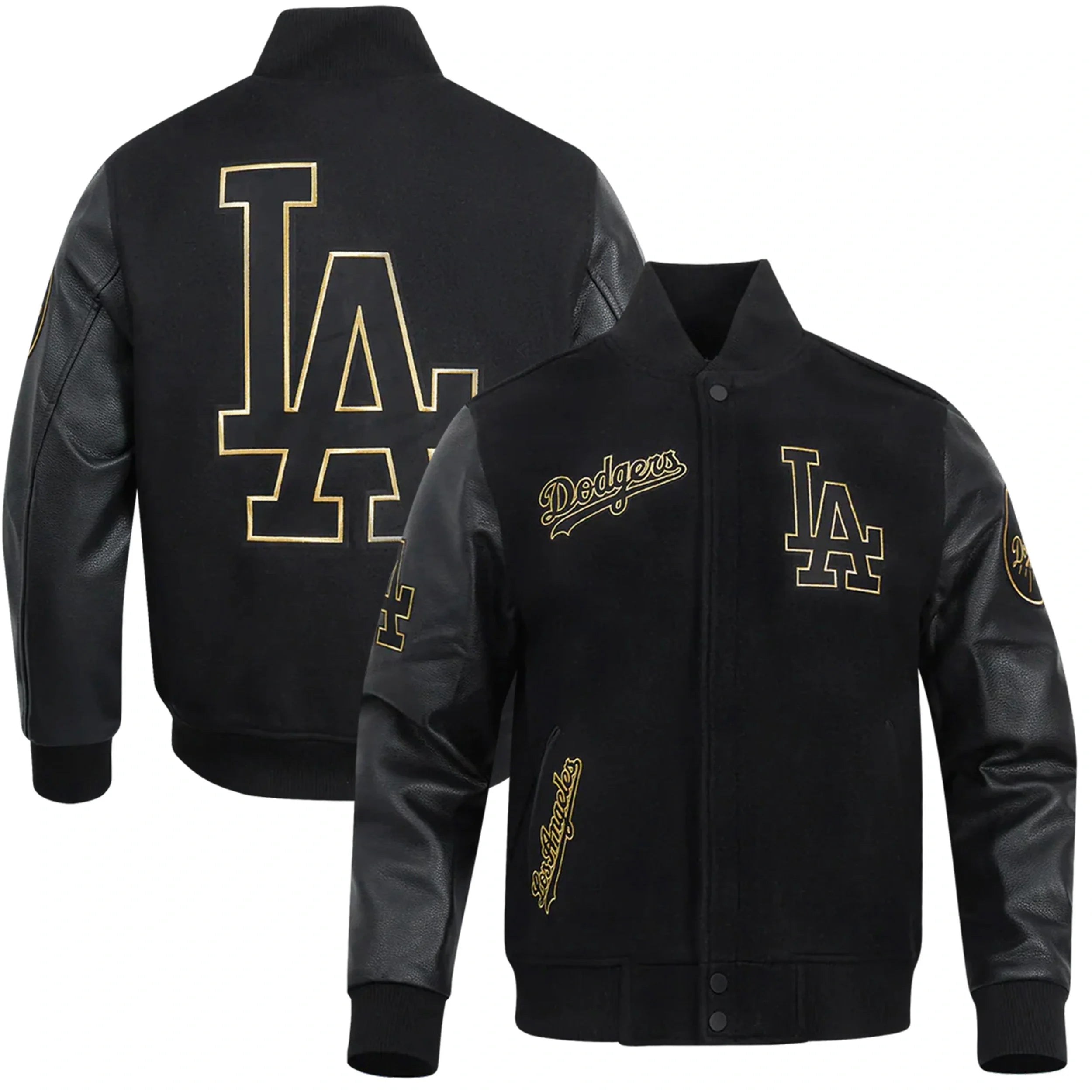 Men's LA Dodgers Varsity Jacket — Black Gold, Royal Blue Wool & Hello Kitty Edition | Leveljacket