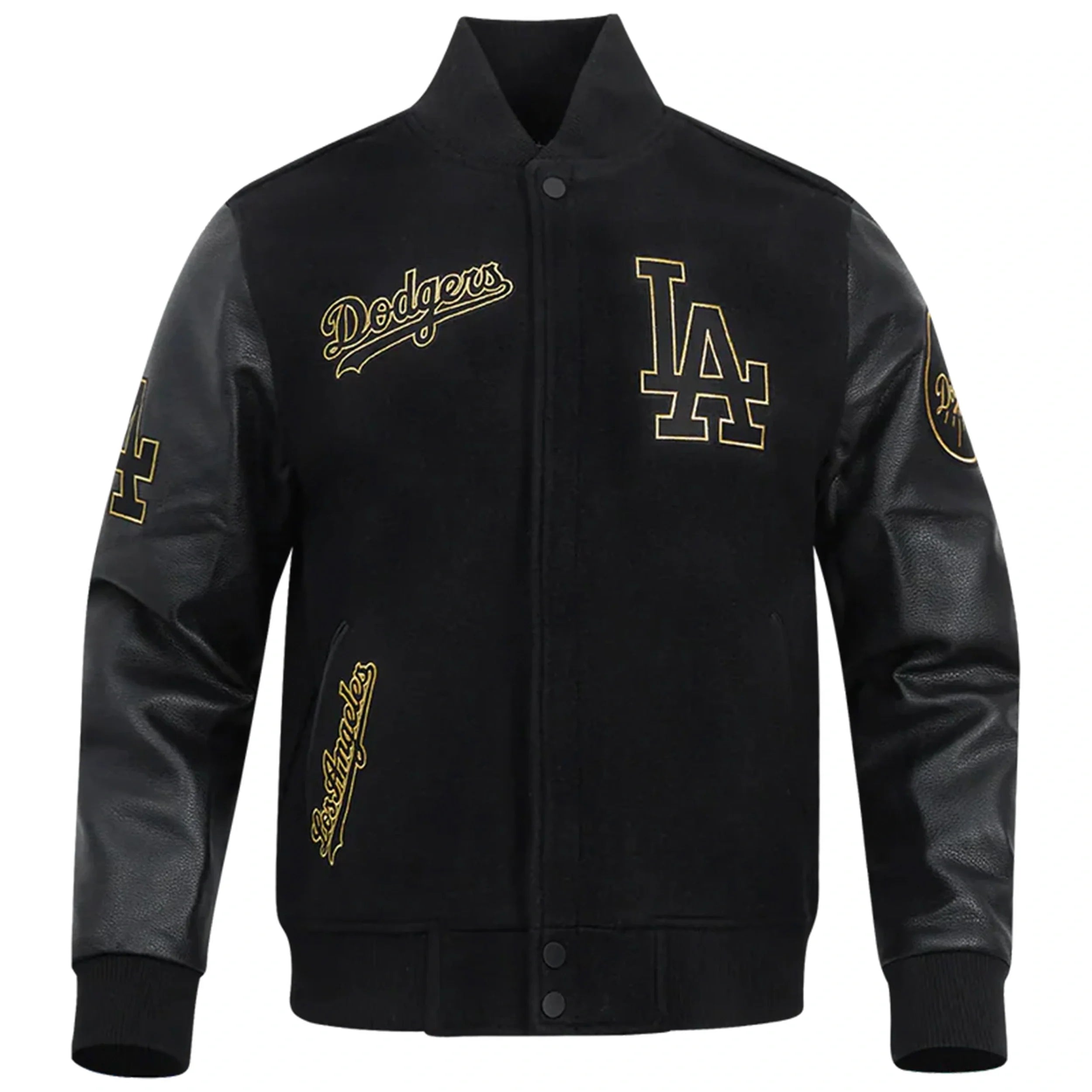 Men's LA Dodgers Varsity Jacket — Black Gold, Royal Blue Wool & Hello Kitty Edition | Leveljacket - Leveljacket
