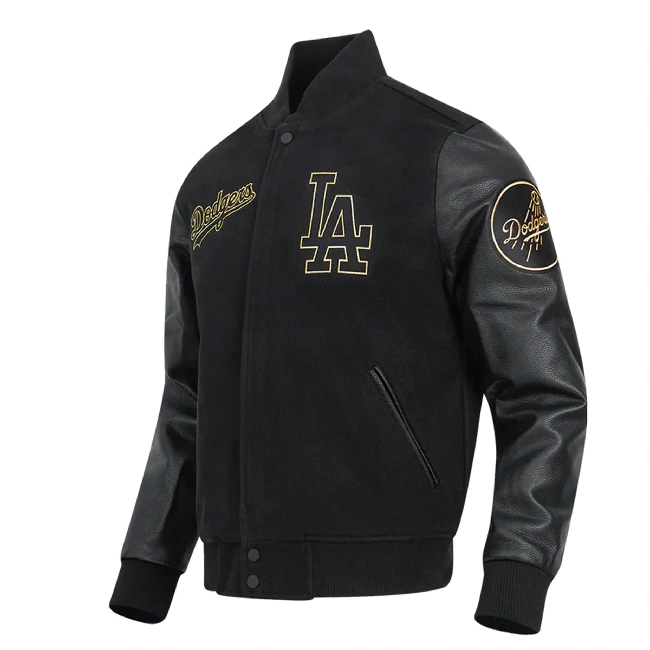 Men's LA Dodgers Varsity Jacket — Black Gold, Royal Blue Wool & Hello Kitty Edition | Leveljacket - Leveljacket