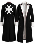 Black coat with a white star emblem on the back, displayed from front and back views.