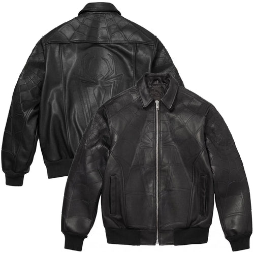 Hand-Stitched Spider Brand New Day Leather Bomber Jacket – LevelJacket Streetwear
