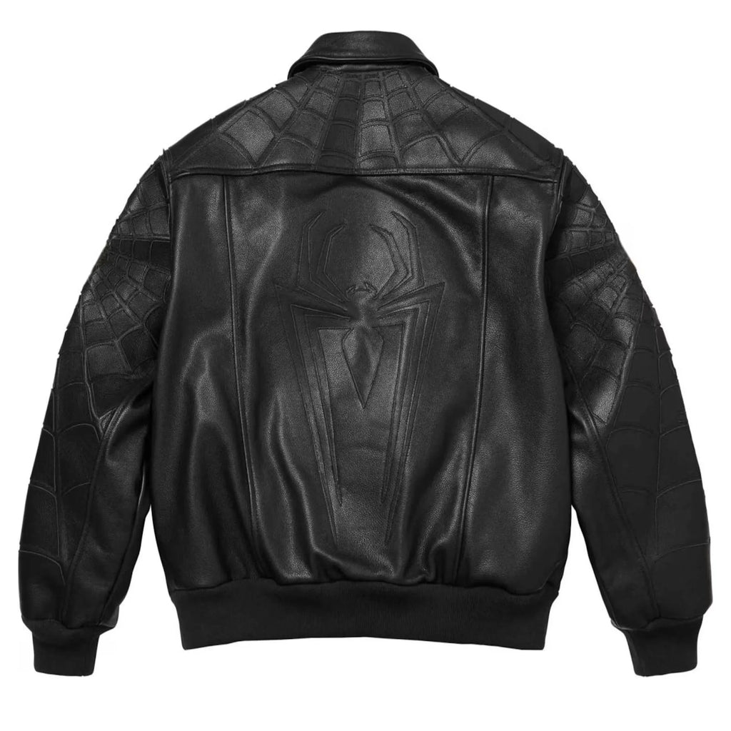 Hand-Stitched Spider Brand New Day Leather Bomber Jacket – LevelJacket Streetwear