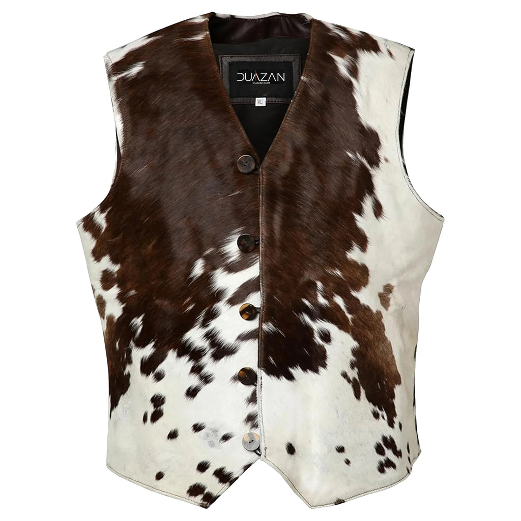 Leveljacket Cowhide Leather Vest — Handcrafted Genuine Hair On Hide Western Gilet