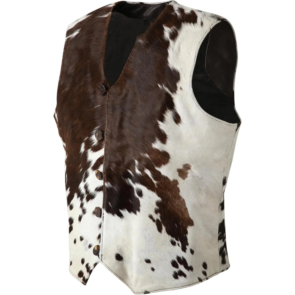 Leveljacket Cowhide Leather Vest — Handcrafted Genuine Hair On Hide Western Gilet