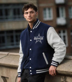 dallas cowboys varsity jacket mdel wearing and pose