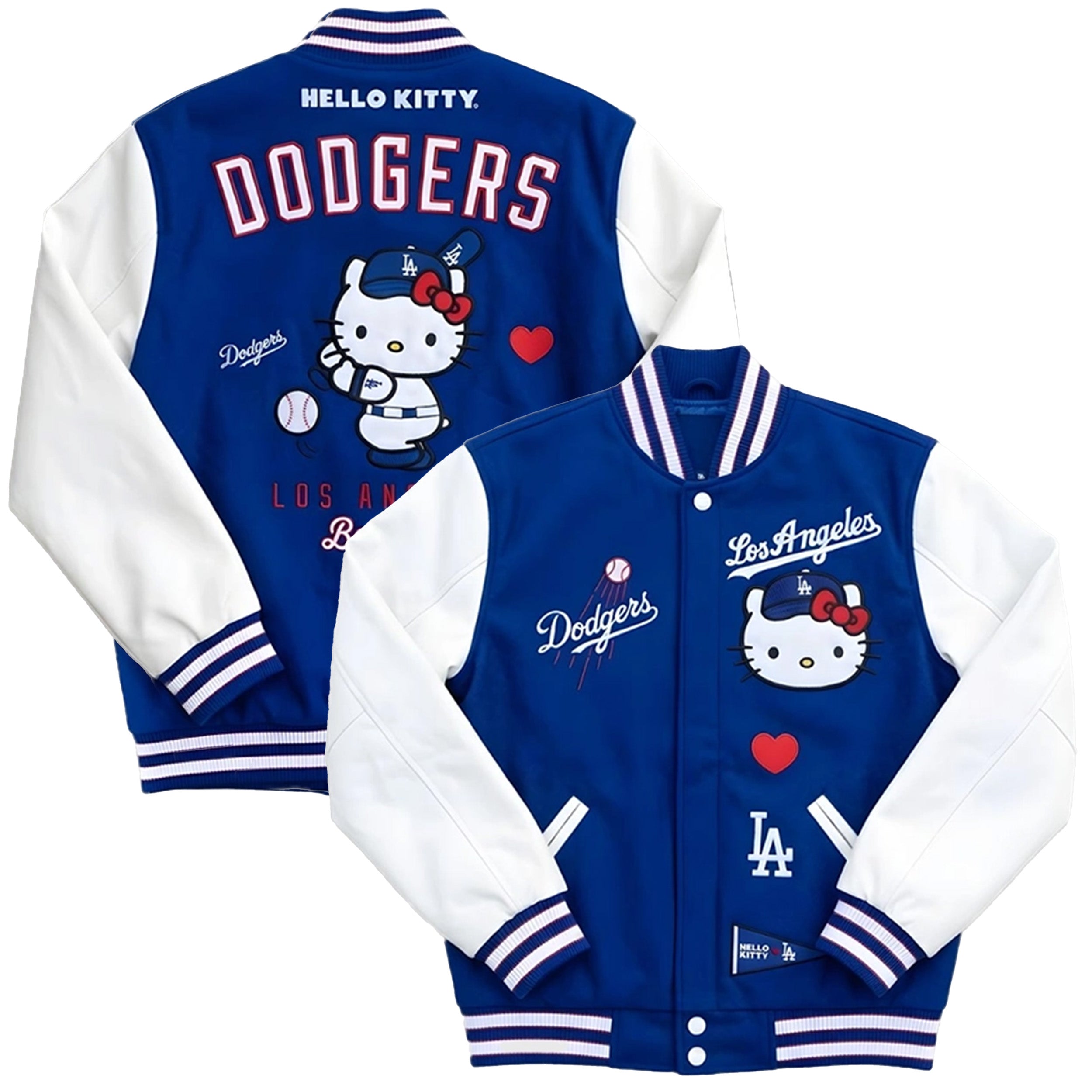 Men's LA Dodgers Varsity Jacket — Black Gold, Royal Blue Wool & Hello Kitty Edition | Leveljacket