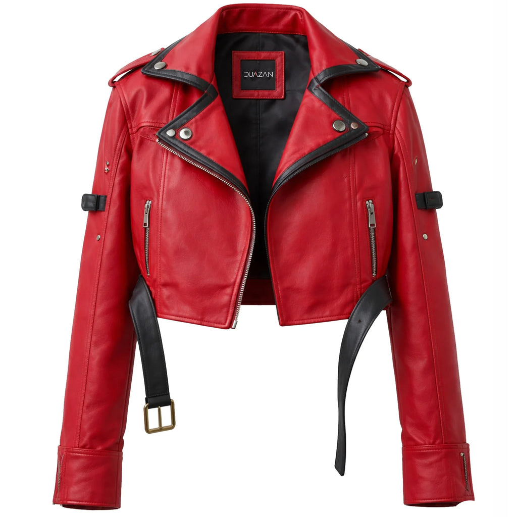 Men's Sol Badguy Guilty Gear Red & Black Leather Biker Jacket — Anime Cosplay Jacket | Leveljacket