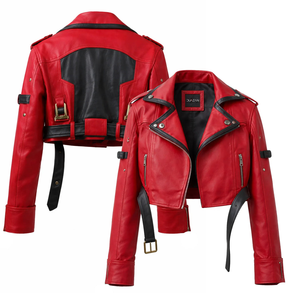 Men's Sol Badguy Guilty Gear Red & Black Leather Biker Jacket — Anime Cosplay Jacket | Leveljacket