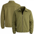 Men's Olive Cotton Twill Spring Jacket — Lightweight Casual Zip Up Jacket | Leveljacket - Leveljacket