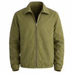 Men's Olive Cotton Twill Spring Jacket — Lightweight Casual Zip Up Jacket | Leveljacket - Leveljacket