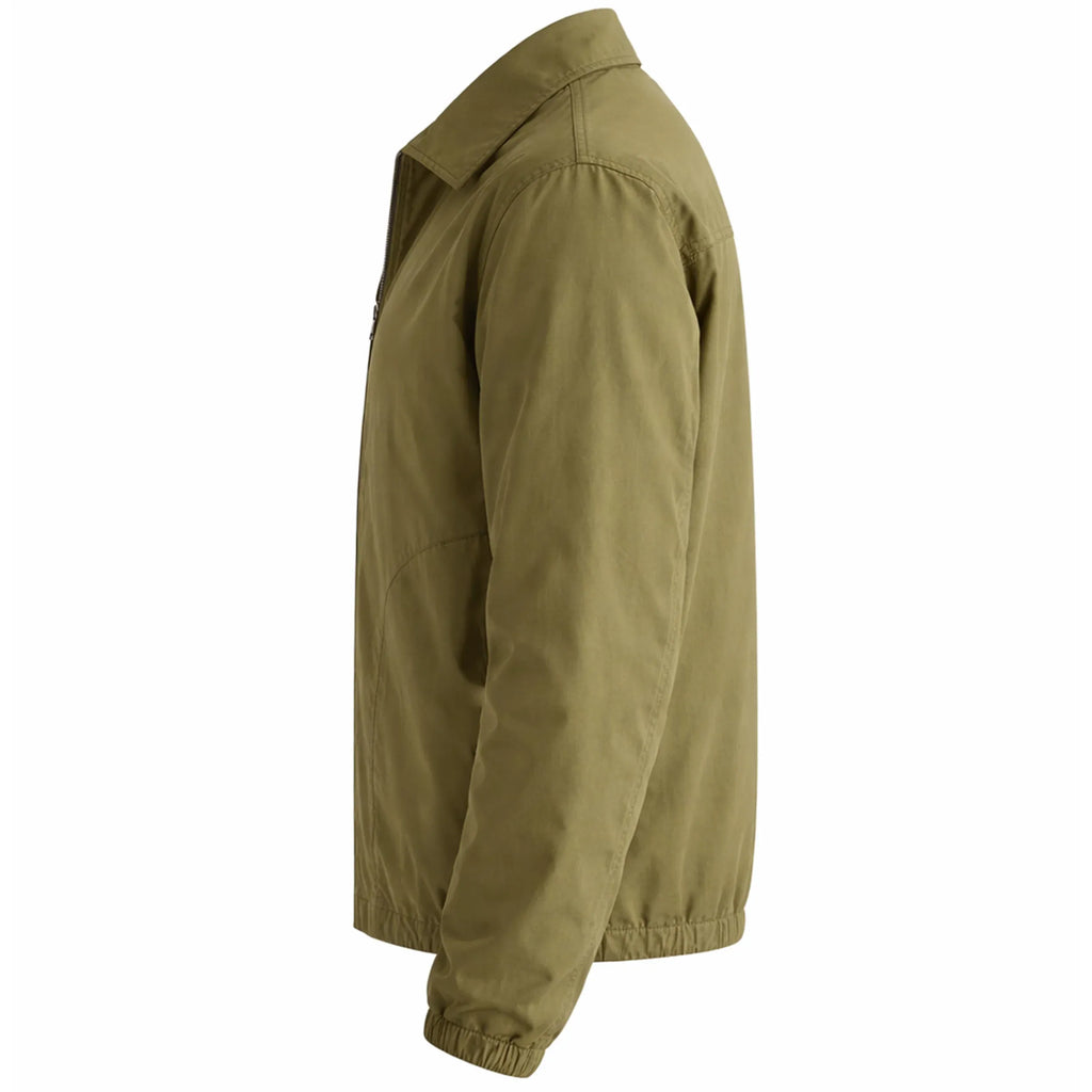 Men's Olive Cotton Twill Spring Jacket — Lightweight Casual Zip Up Jacket | Leveljacket - Leveljacket