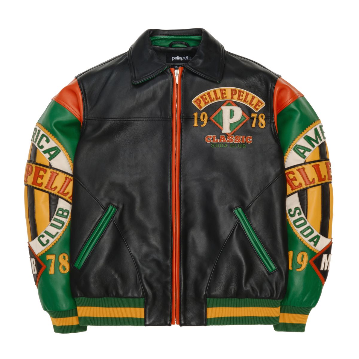 ジャケット・アウター PELLE PELLE ORIGINAL 1978 Pelle Pelle 1978 Classic Soda Club Leather Jacket — Black Green