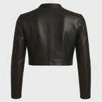 Women's Cropped Open-Front Leather Bolero Jacket