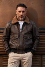 Leveljacket Military Aviator Leather Bomber Jacket — Handcrafted G1 & A2 Flight Jacket