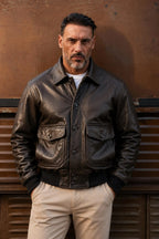 Leveljacket Military Aviator Leather Bomber Jacket — Handcrafted G1 & A2 Flight Jacket