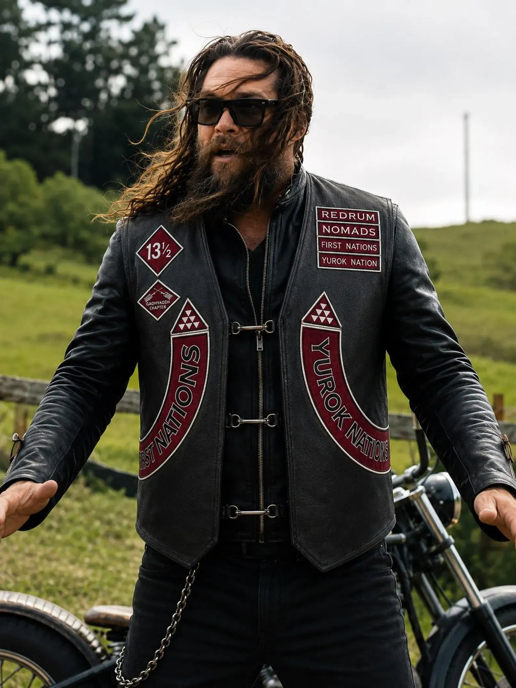Wrecking Crew Movie Men's  Nomad Biker Vest Genuine & Faux Leather Patch Vest Rocker Patches