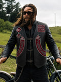 Wrecking Crew Movie Men's  Nomad Biker Vest Genuine & Faux Leather Patch Vest Rocker Patches