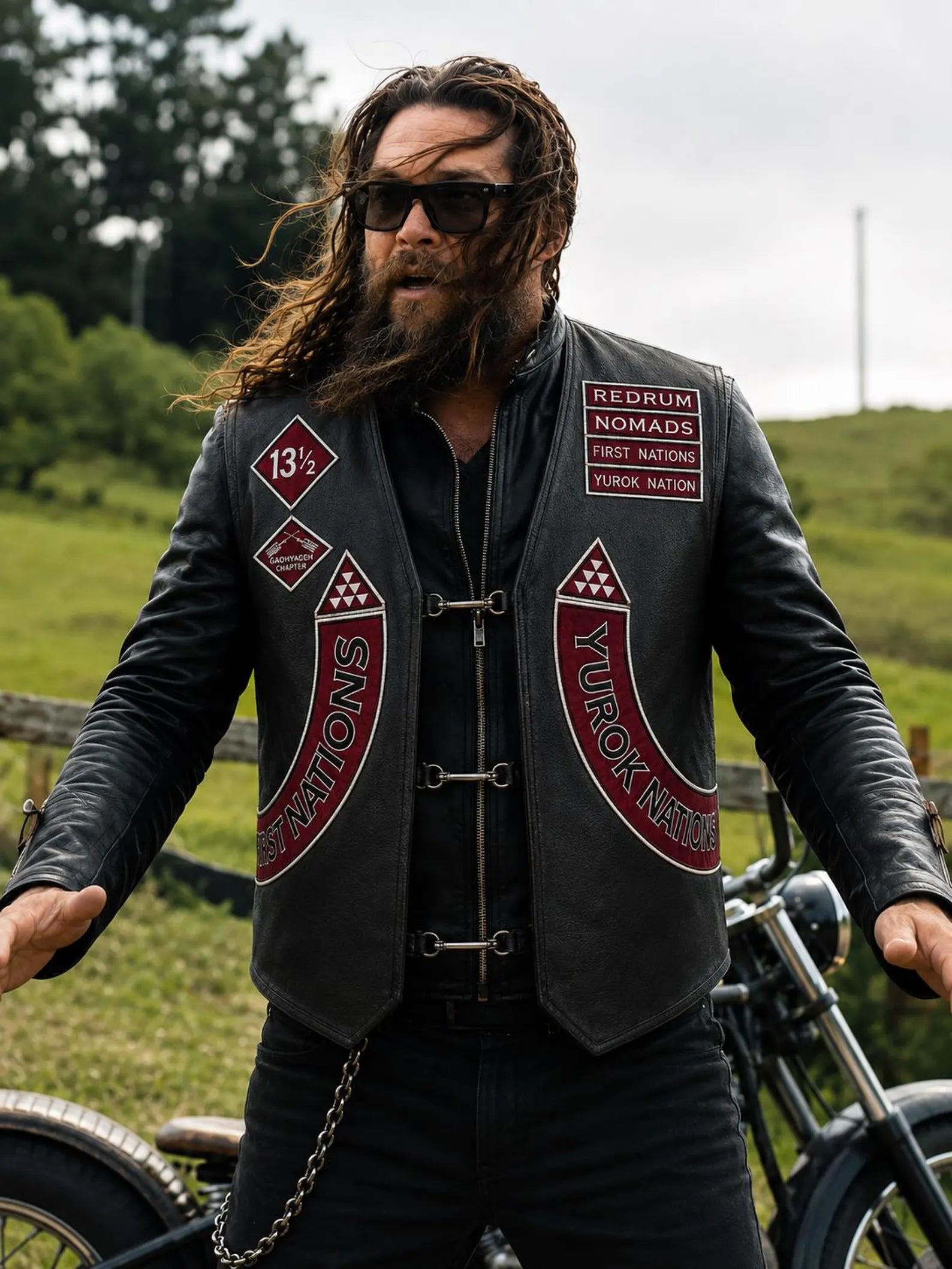 Wrecking Crew Movie Men's Outlaw Nomad Biker Vest Genuine & Faux Leather Patch Vest Rocker Patches
