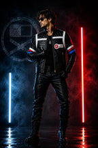 Handmade Concept Album Killjoy Inspired Blue and Black Jacket - Dystopian Desert Punk Cosplay Wear