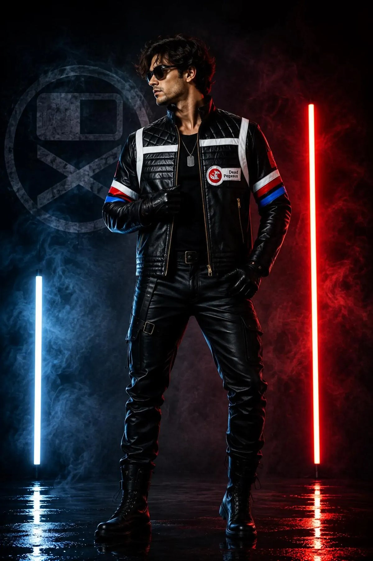 Handmade Concept Album Killjoy Inspired Blue and Black Jacket - Dystopian Desert Punk Cosplay Wear