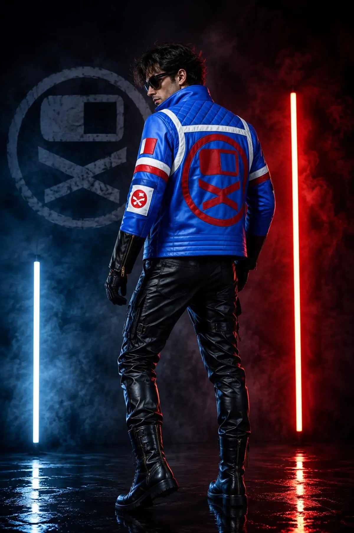 Handmade Concept Album Killjoy Inspired Blue and Black Jacket - Dystopian Desert Punk Cosplay Wear