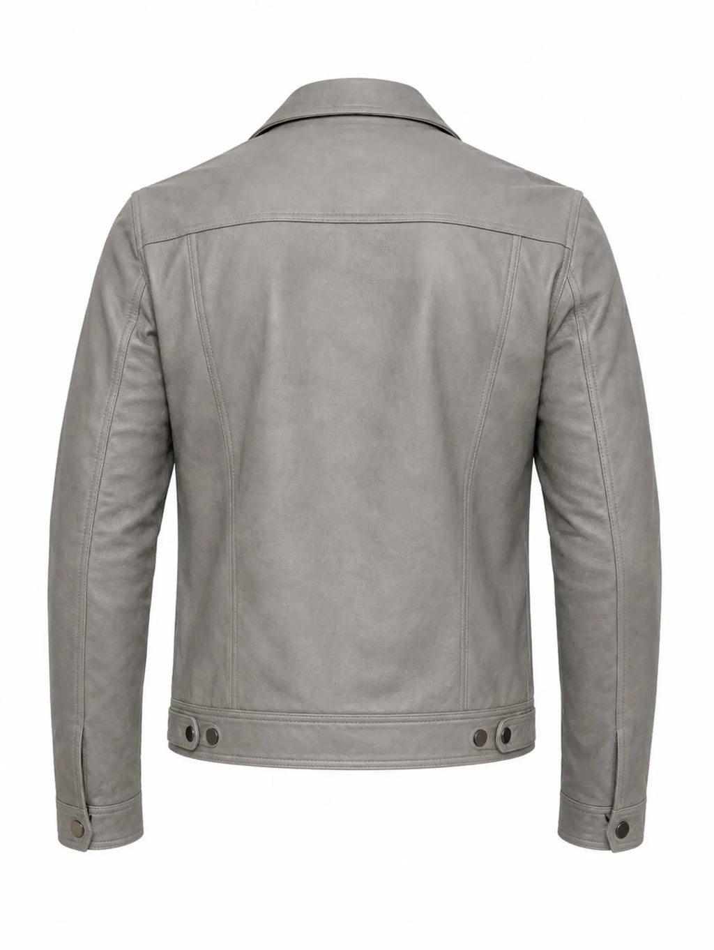 Handmade Grey Lambskin Leather Trucker Jacket | Biker Style Leather Jacket men
