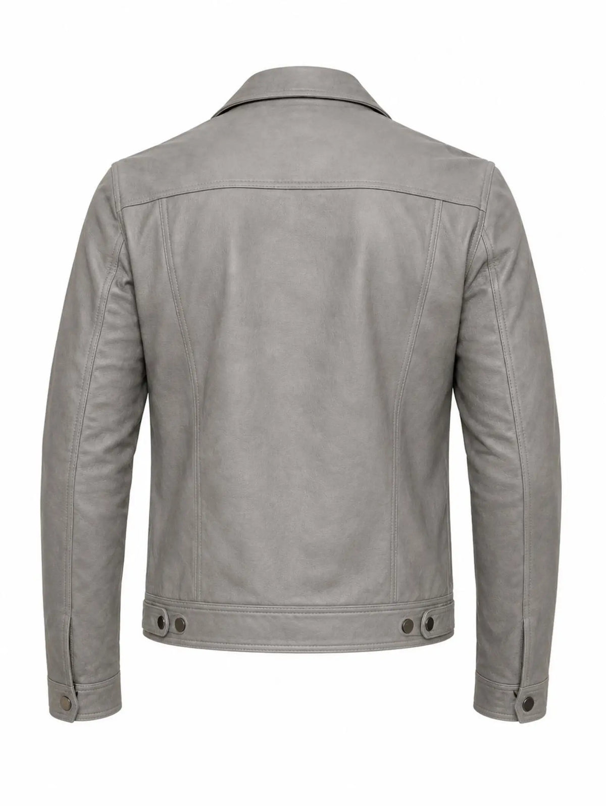 Handmade Grey Lambskin Leather Trucker Jacket | Biker Style Leather Jacket men