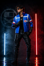 Handmade Concept Album Killjoy Inspired Blue and Black Jacket - Dystopian Desert Punk Cosplay Wear
