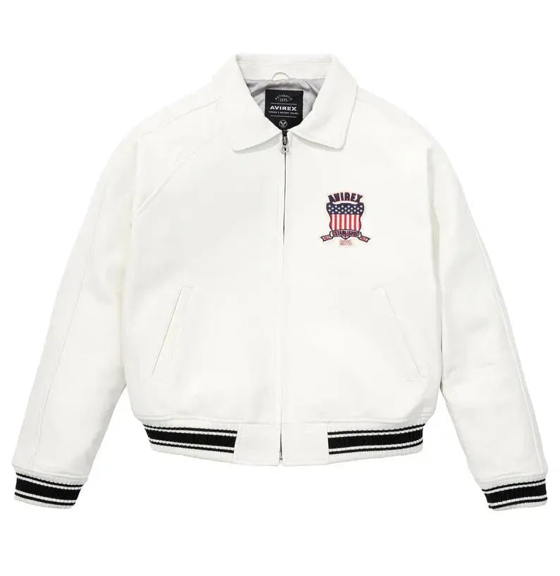 Men's Leather Avirex USA Varsity Bomber Jacket for Mens Duazan