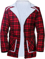 Men's Handmade Red Flannel Coat – Wade Wilson Cosplay & Faux Fur Outerwear