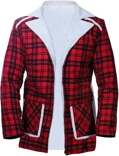 Men's Handmade Red Flannel Coat – Wade Wilson Cosplay & Faux Fur Outerwear