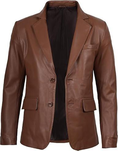 Lambskin Leather Blazer: Slim Fit Handmade Mens Jacket - Duazan